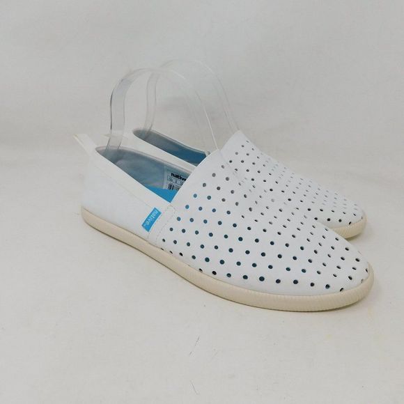 Native White Leather Flats Slip On Shoes 9 Womens